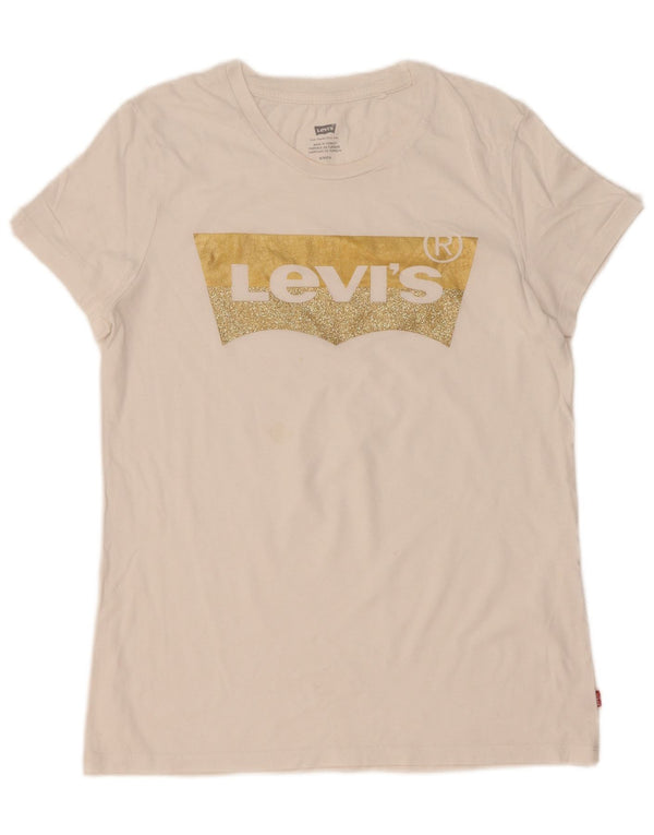 Женская футболка с рисунком Levi's Top UK 10, маленькая белая