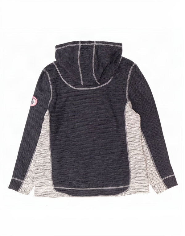 Weird Fish Womens Hoodie Jumper UK 18 XL Navy Blue Colourblock Acrylic