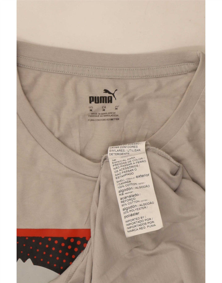 Мужская футболка с рисунком Puma, хлопковый топ среднего серого цвета