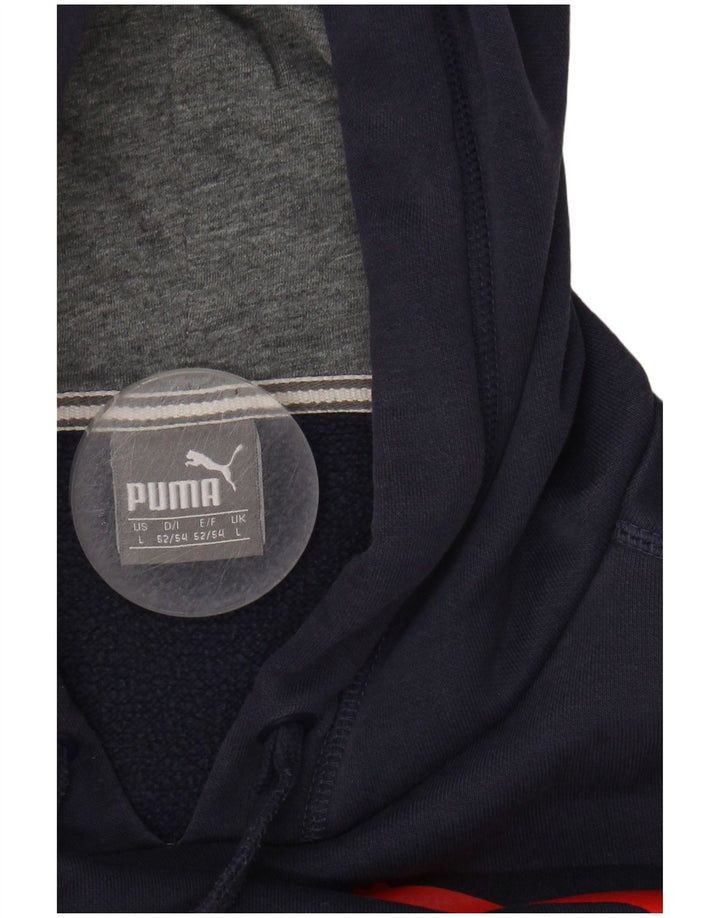 PUMA Mens Graphic Hoodie Jumper Large Navy Blue