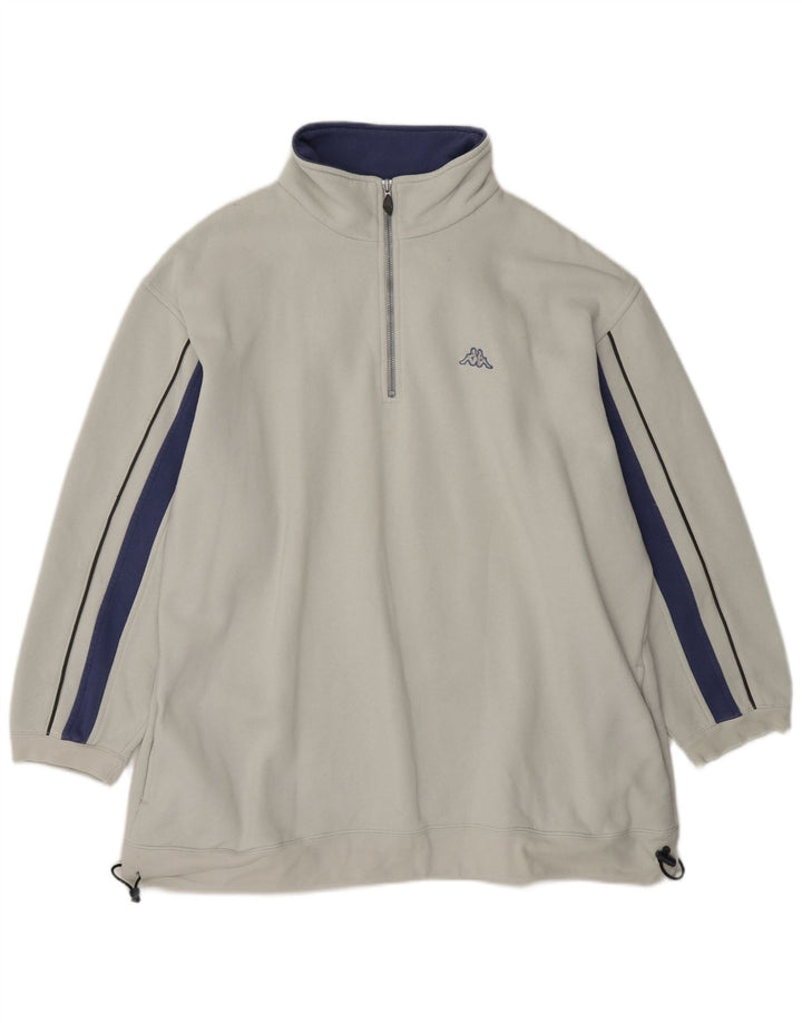 Мужской свитшот Kappa с воротником на молнии XL, белый хлопковый джемпер