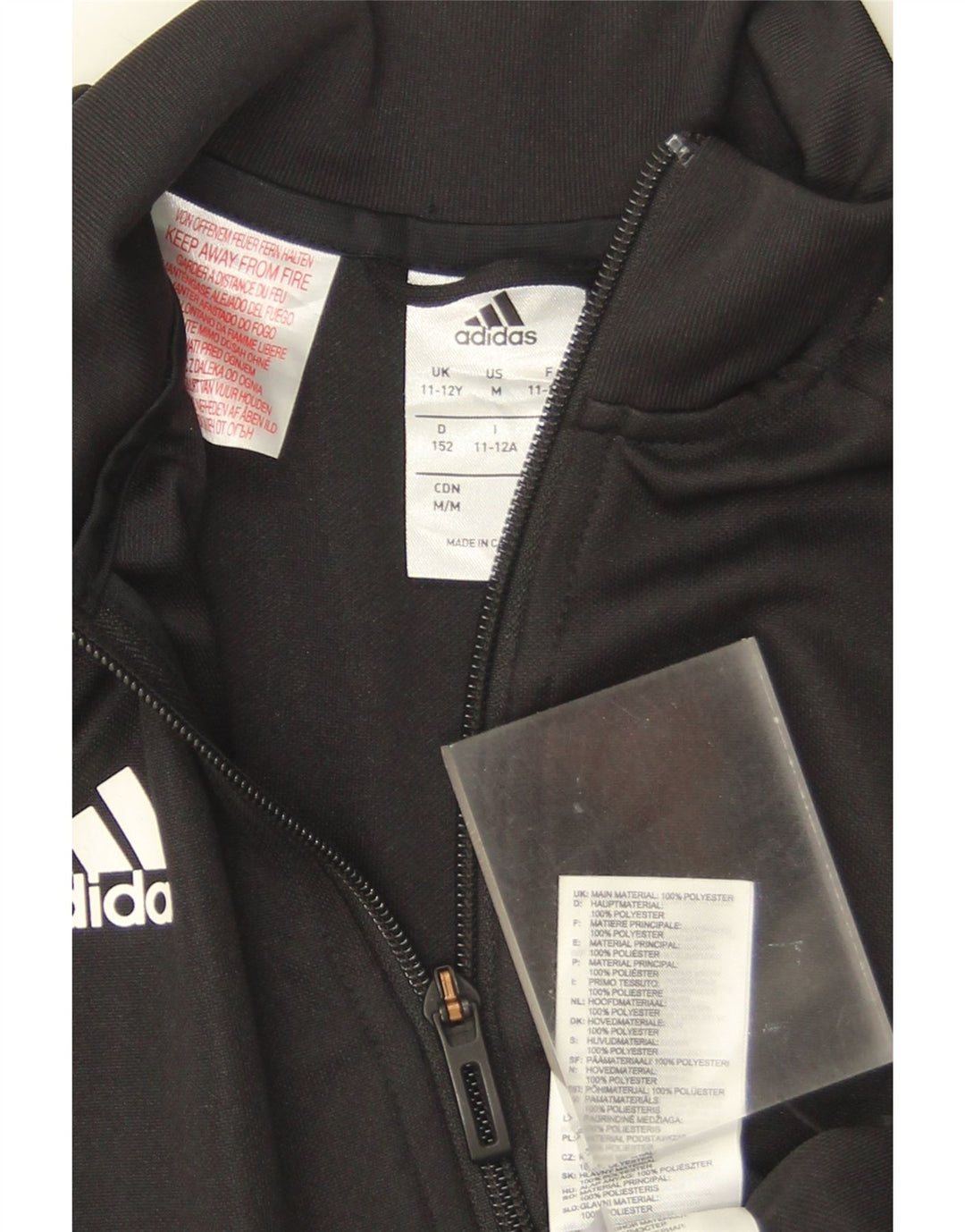 Спортивный костюм Adidas для девочек, верхняя куртка 11-12 лет, черный полиэстер