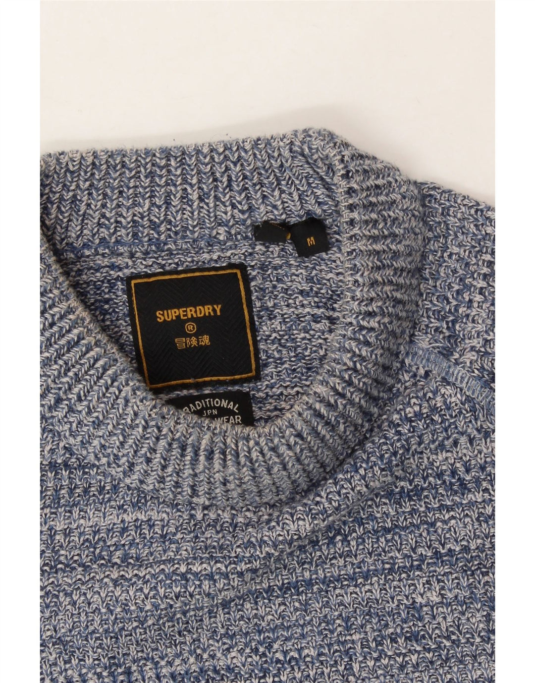 SUPERDRY Womens Crew Neck Jumper Sweater UK 14 Medium Blue Cotton Vintage Superdry and Second-Hand Superdry from Messina Hembry 