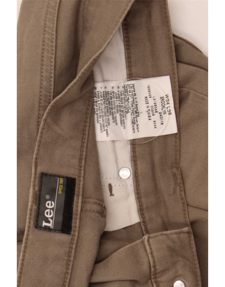 Мужские прямые джинсы Lee Brooklyn W34 L33, бежевый хлопок