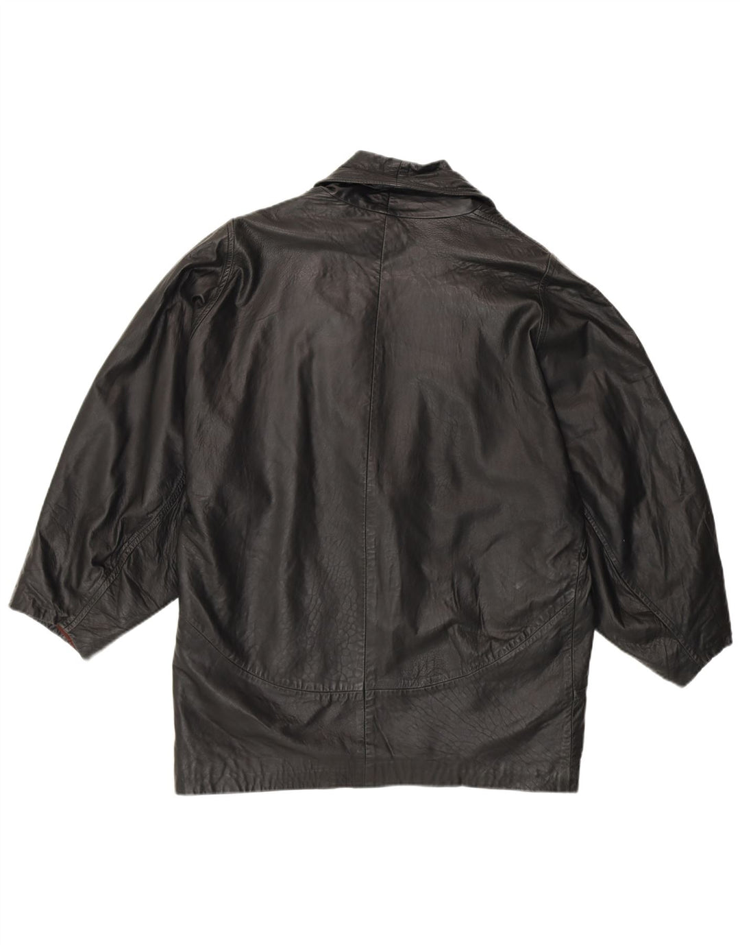 Винтажная женская кожаная куртка UK 16, большая черная кожаная