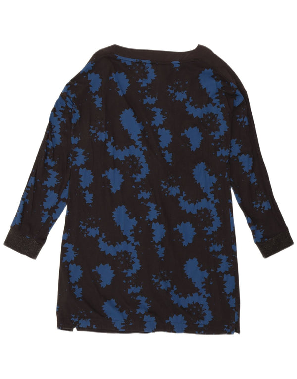 Женская удлиненная блузка WHITE STUFF UK 14, большой черный цветочный хлопок