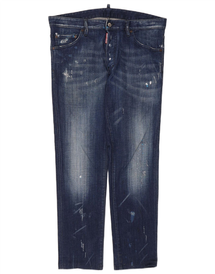 Dsquared2 Женские узкие джинсы с потертостями IT 52 2XL W36 L29 Синий хлопок