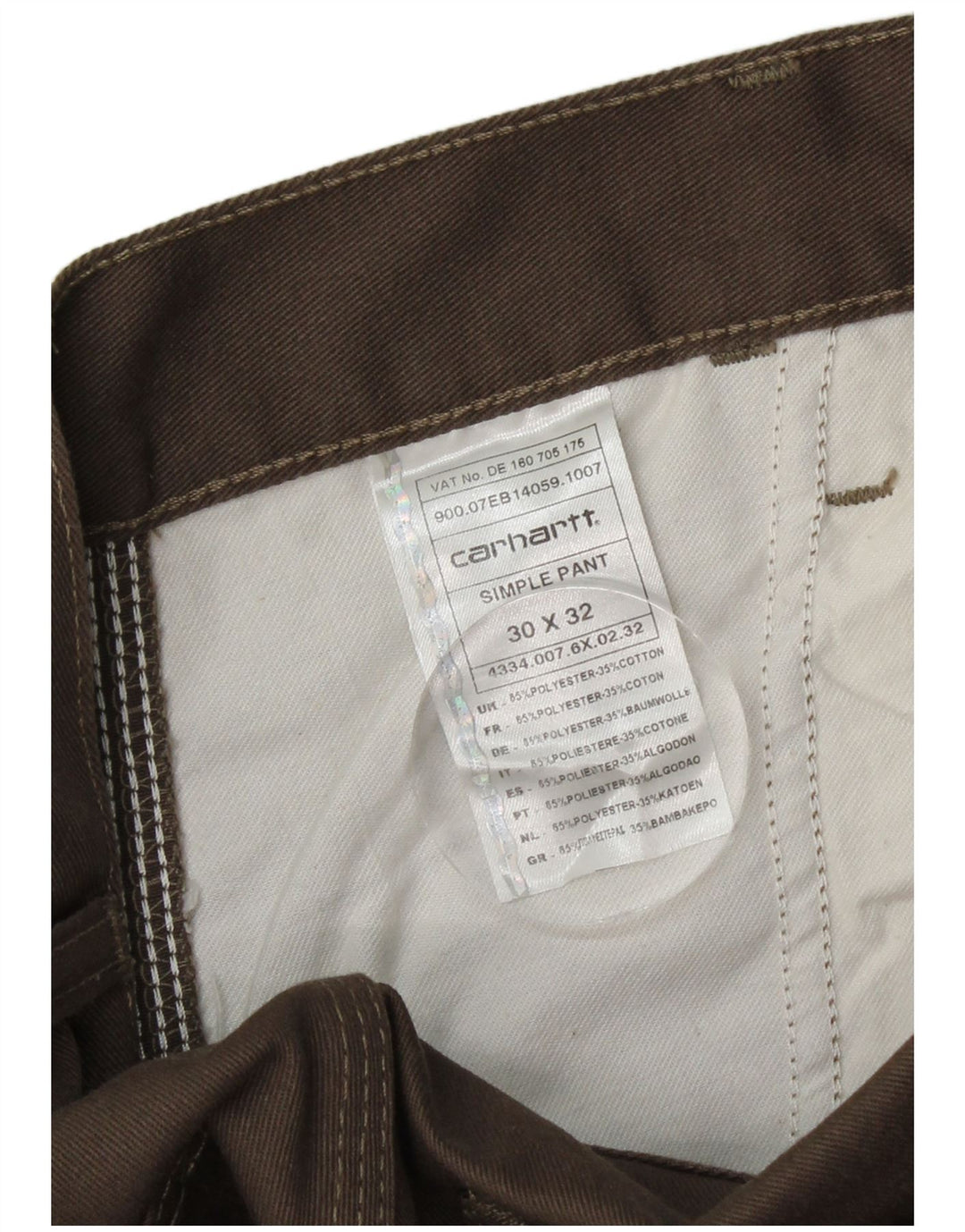 Мужские прямые брюки чинос CARHARTT W30 L32 коричневые из полиэстера