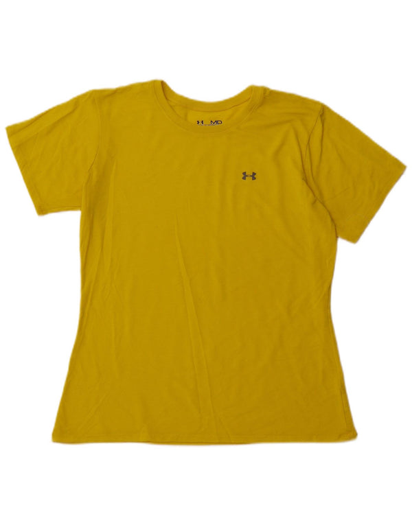 Under Armour Womens T-Shirt Top UK 12 Medium Yellow Polyester
