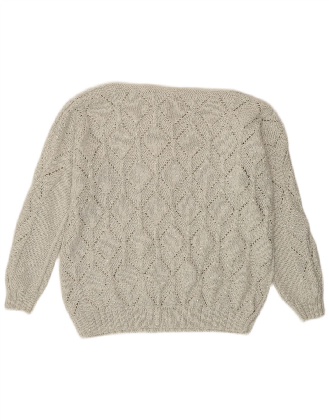 ВИНТАЖНЫЙ женский джемпер с вырезом «лодочка», Великобритания, 18 XL, Off White