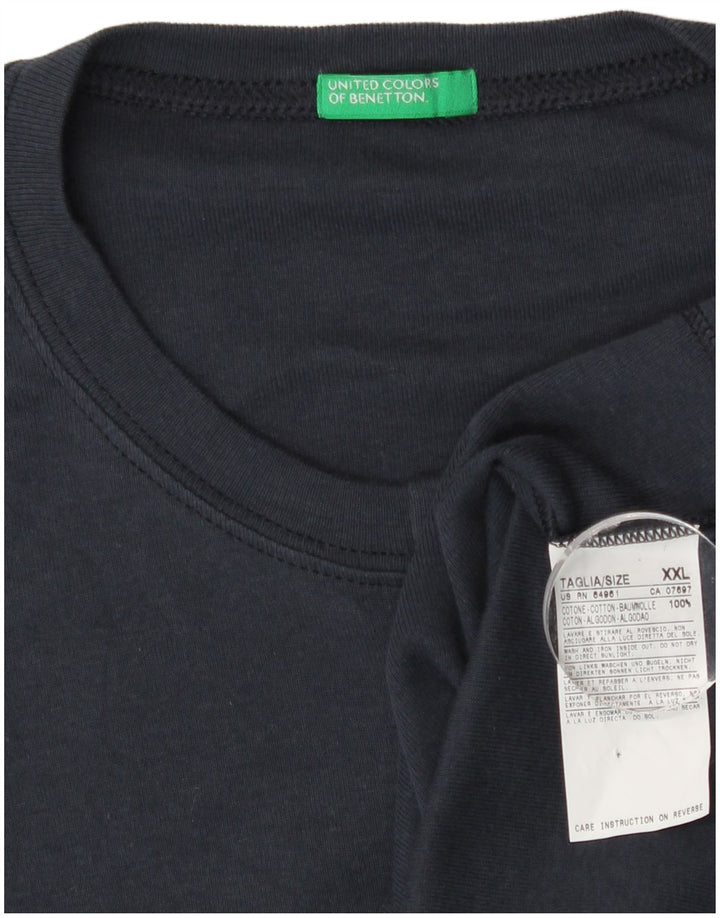 Мужской топ Benetton с длинным рукавом 2XL, темно-синий, хлопок