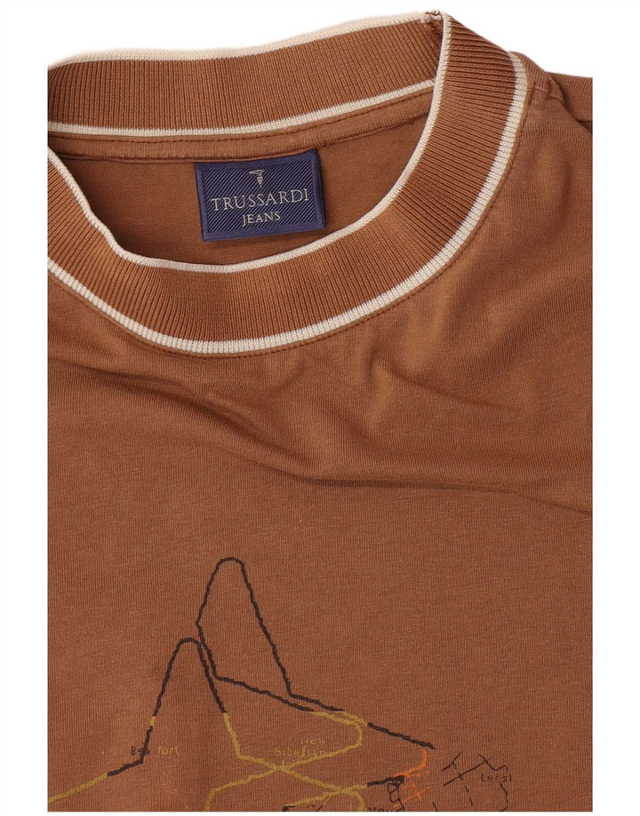 Джинсы Trussardi Мужские с графическим топом и длинным рукавом, средний коричневый хлопок