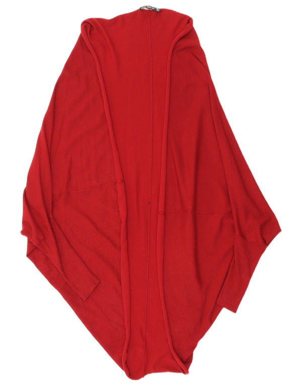 Женский удлиненный открытый кардиган ZARA UK 14, средний темно-бордовый цвет