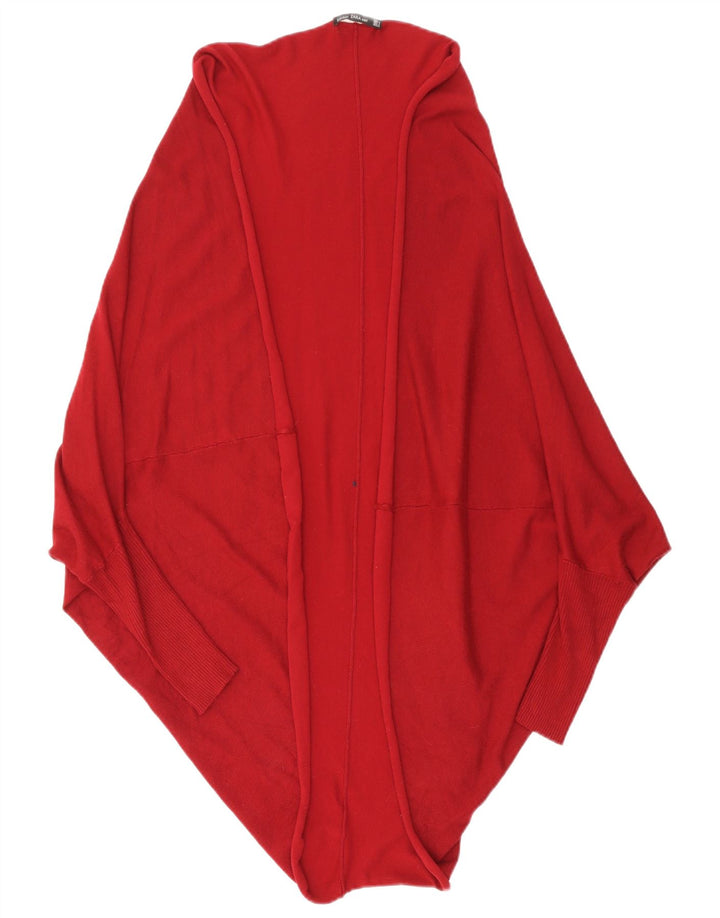 Женский удлиненный открытый кардиган ZARA UK 14, средний темно-бордовый цвет