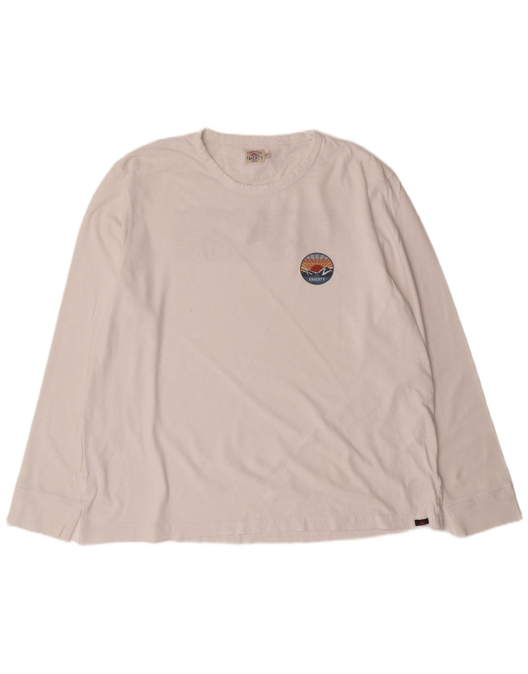 VINTAGE Mens Graphic Top Long Sleeve 2XL White Cotton