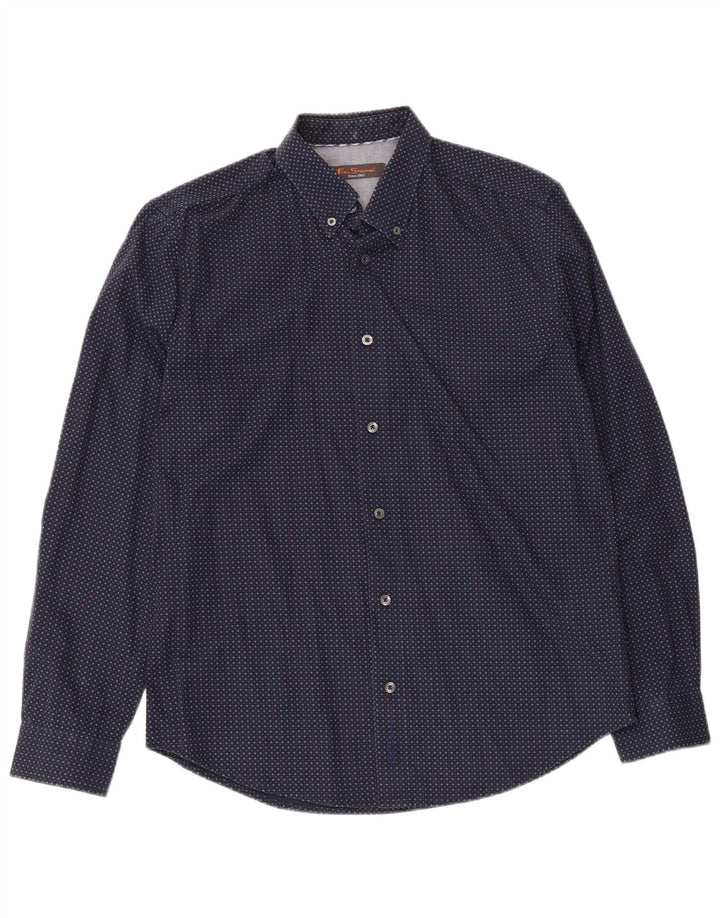 Мужская рубашка Ben Sherman, средний темно-синий пятнистый хлопок