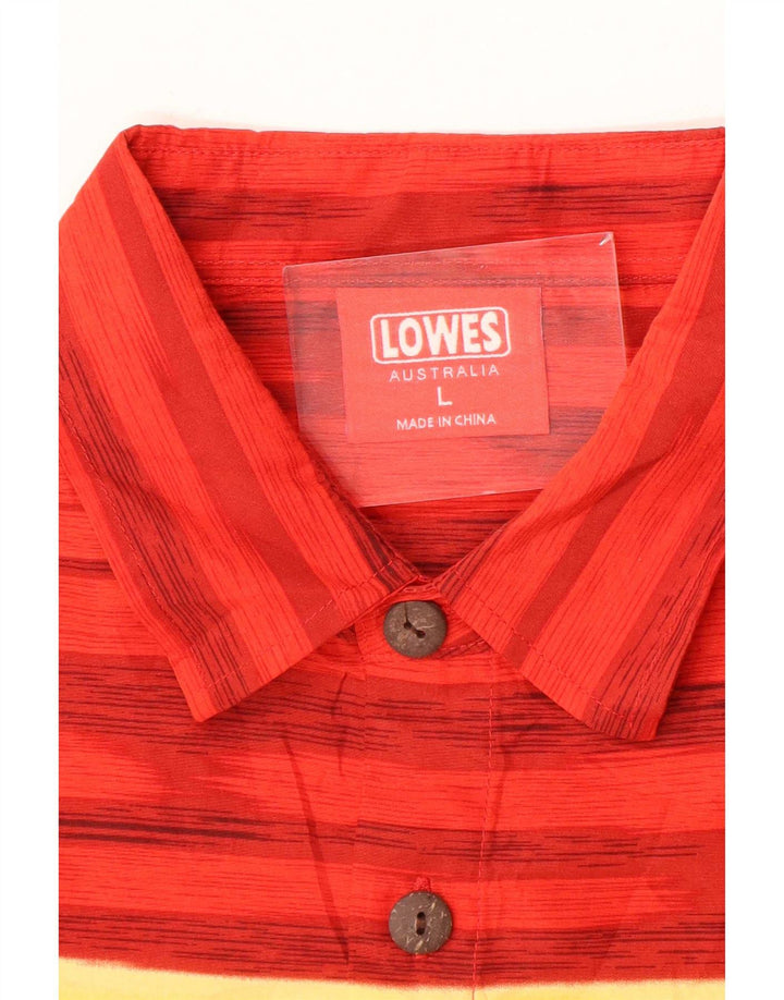 Мужская рубашка с коротким рукавом Lowes, большая красная гавайская рубашка из полиэстера с цветочным принтом