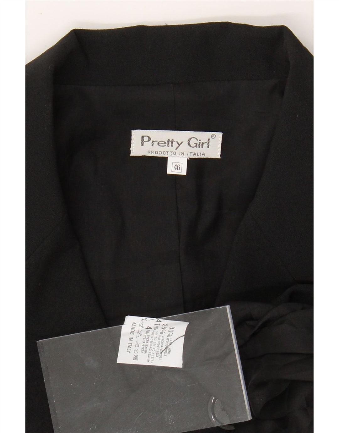 VINTAGE Женский удлиненный пиджак на 3 пуговицах IT 46, большой черный полиэстер