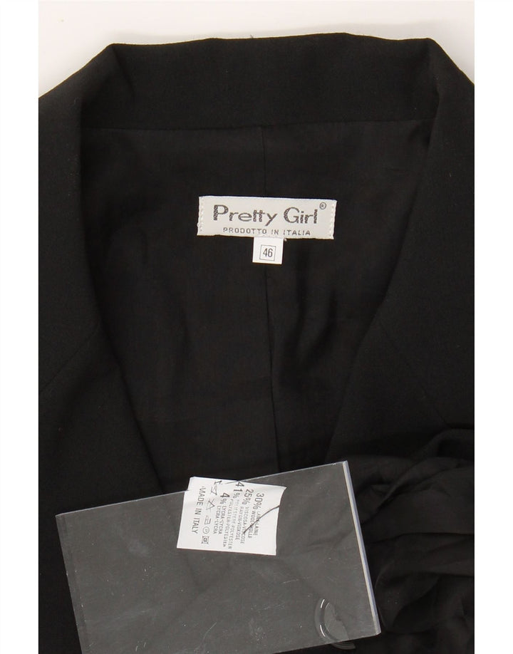 VINTAGE Женский удлиненный пиджак на 3 пуговицах IT 46, большой черный полиэстер