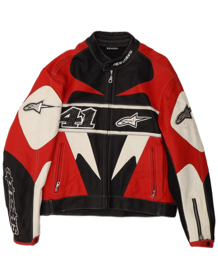 Мужская гоночная куртка Alpinestars UK 38, средний красный, байкерская с цветными блоками