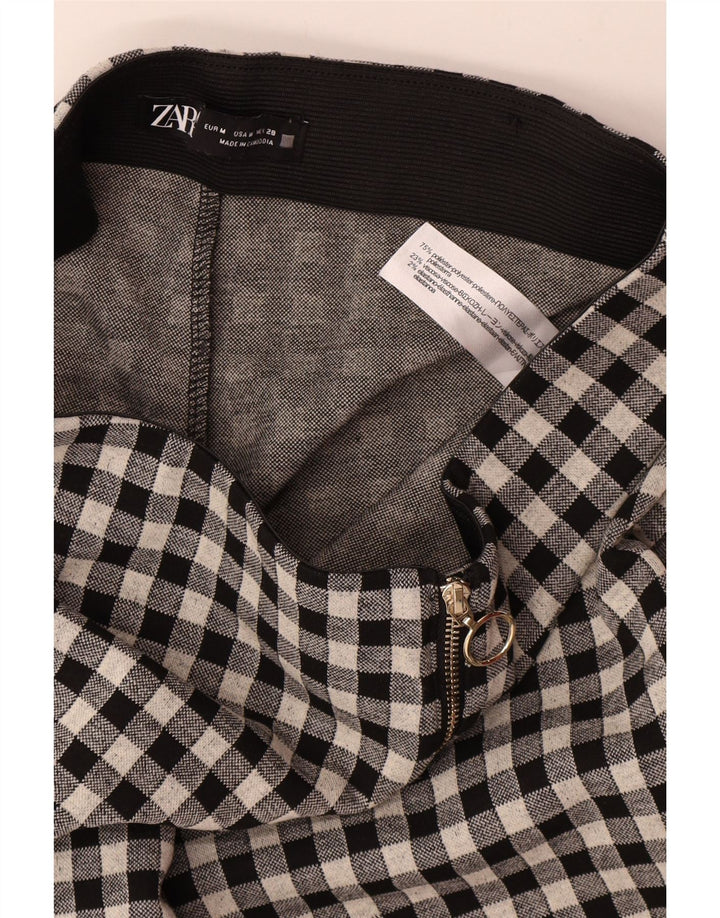 Женские повседневные брюки скинни Zara среднего размера W28 L29, черный полиэстер в мелкую клетку