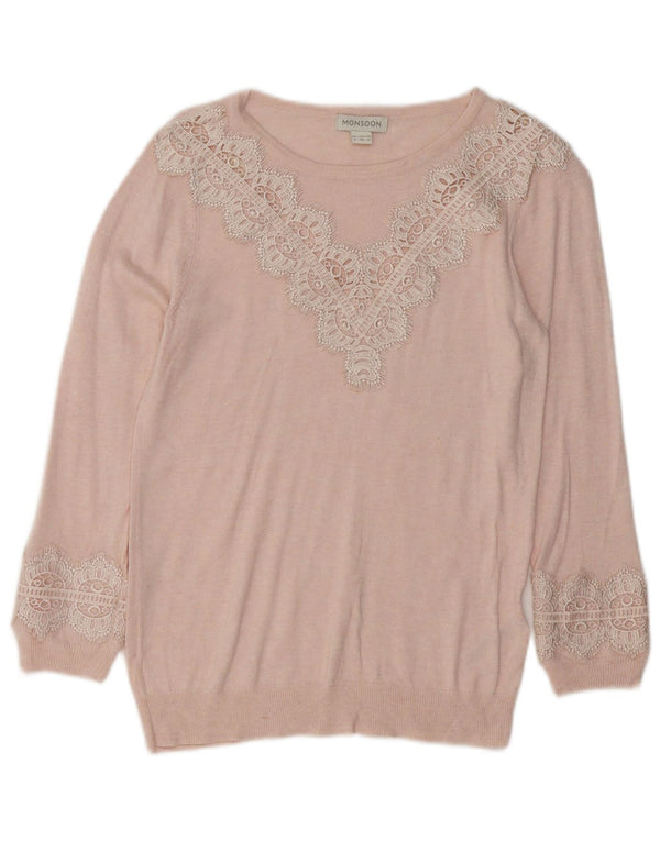 Женский свободный джемпер с вырезом «лодочка» MONSONON, Великобритания, 8, маленький розовый, с узором пейсли