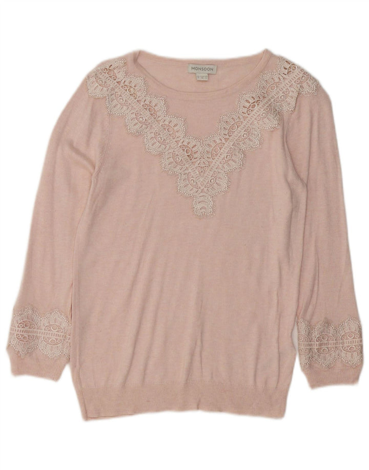 Женский свободный джемпер с вырезом «лодочка» MONSONON, Великобритания, 8, маленький розовый, с узором пейсли