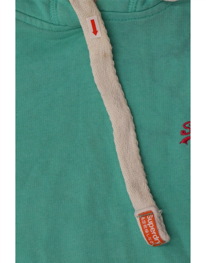 Женский джемпер с капюшоном Superdry UK 12, средний бирюзовый хлопок