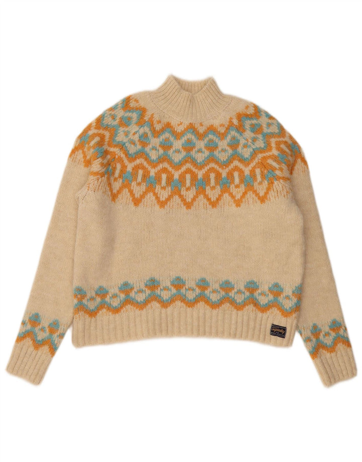 Женский джемпер с высоким воротником Superdry UK 12, средний бежевый Fair Isle