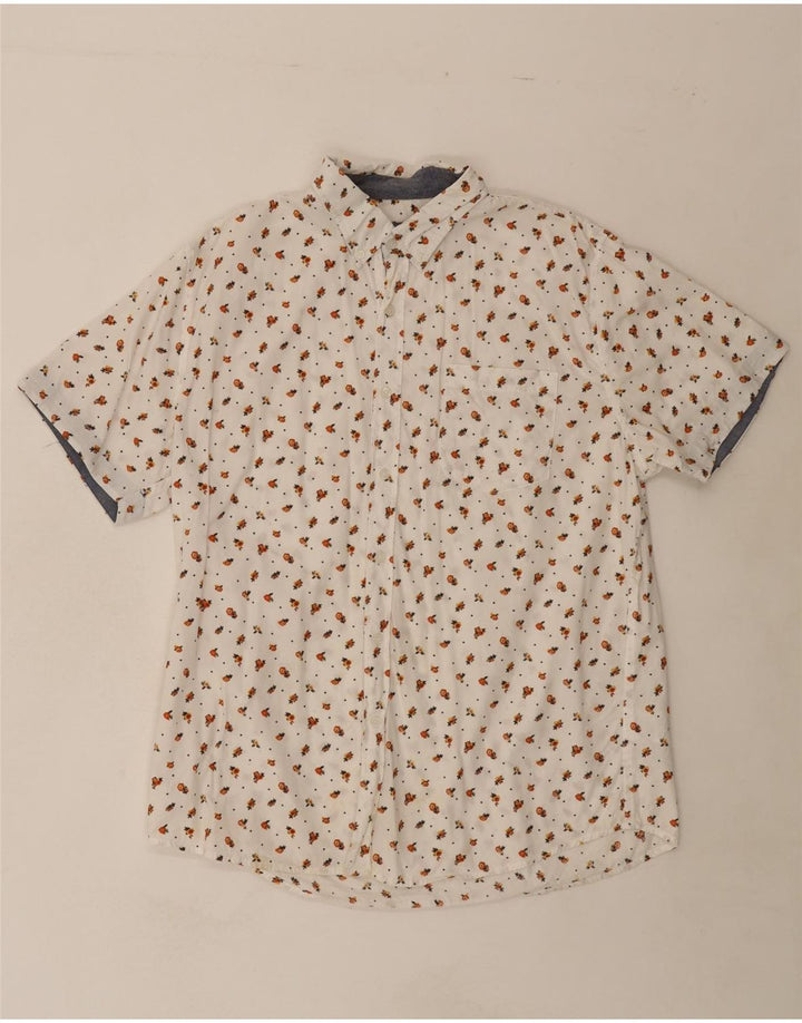 LEE Mens Short Sleeve Shirt Large White Floral Cotton Vintage Lee and Second-Hand Lee from Messina Hembry 