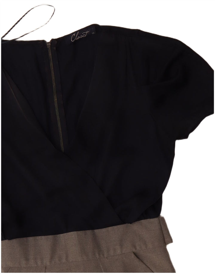 CLOSET Женское платье с запахом UK 10, маленькое темно-синее, полиэстер с цветными блоками