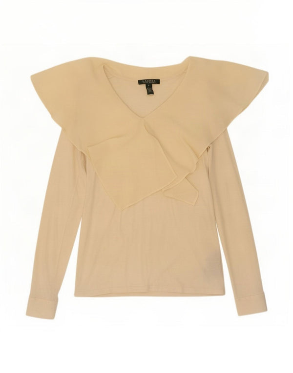 Женская блузка с длинным рукавом Ralph Lauren Top UK 8 Small Off White Viscose