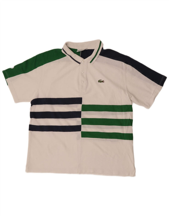 Мужская рубашка-поло Lacoste, размер 6 XL, белая полоска