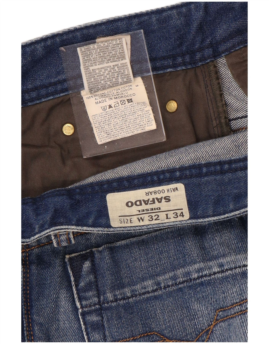 Женские потертые прямые джинсы DIESEL Safado W32 L34, синий хлопок