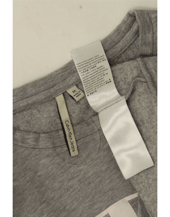 Мужской свитшот с рисунком Calvin Klein Jeans, джемпер среднего серого цвета, хлопок