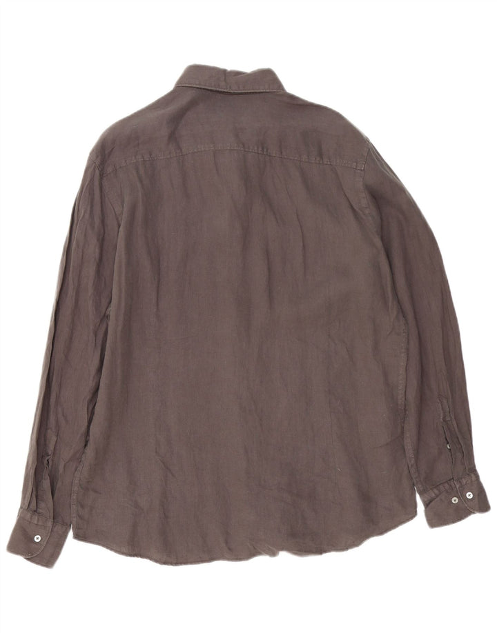 Мужская рубашка MASSIMO DUTTI XL серая льняная