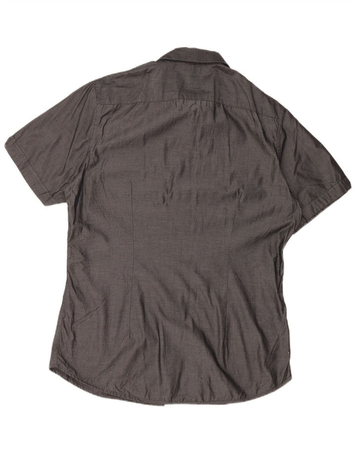 CALVIN KLEIN Мужская рубашка приталенного кроя с коротким рукавом, большой серый хлопок