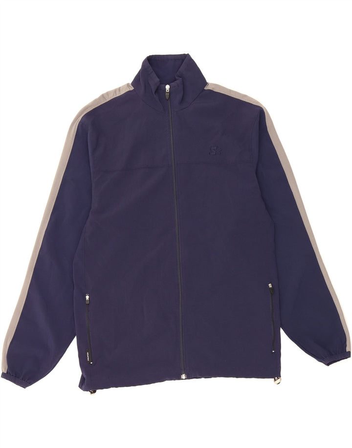 STARTER Mens Windbreaker Jacket UK 34/36 Small Navy Blue Colourblock Vintage Starter and Second-Hand Starter from Messina Hembry 