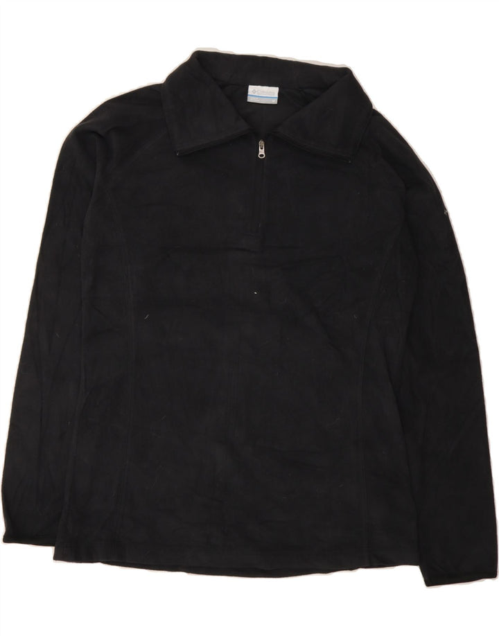 COLUMBIA Womens Zip Neck Fleece Jumper UK 14 Medium Black Polyester Vintage Columbia and Second-Hand Columbia from Messina Hembry 