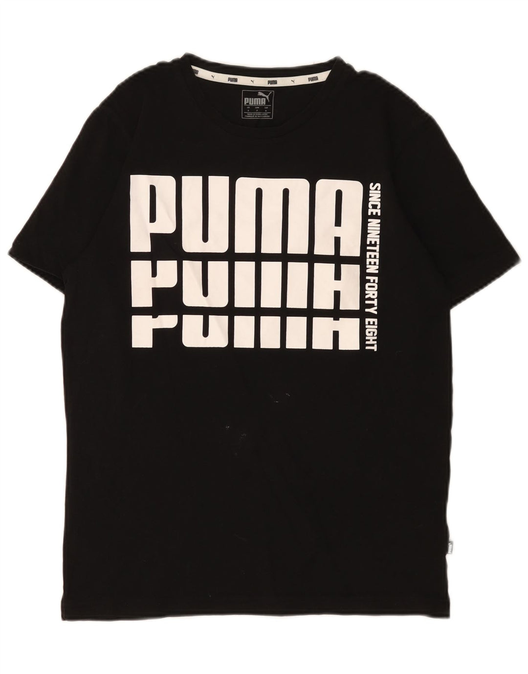 Мужская футболка с рисунком Puma, маленькая, черная, хлопковая