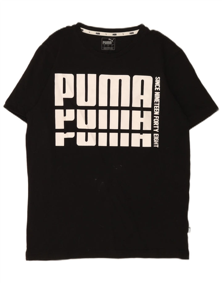 Мужская футболка с рисунком Puma, маленькая, черная, хлопковая