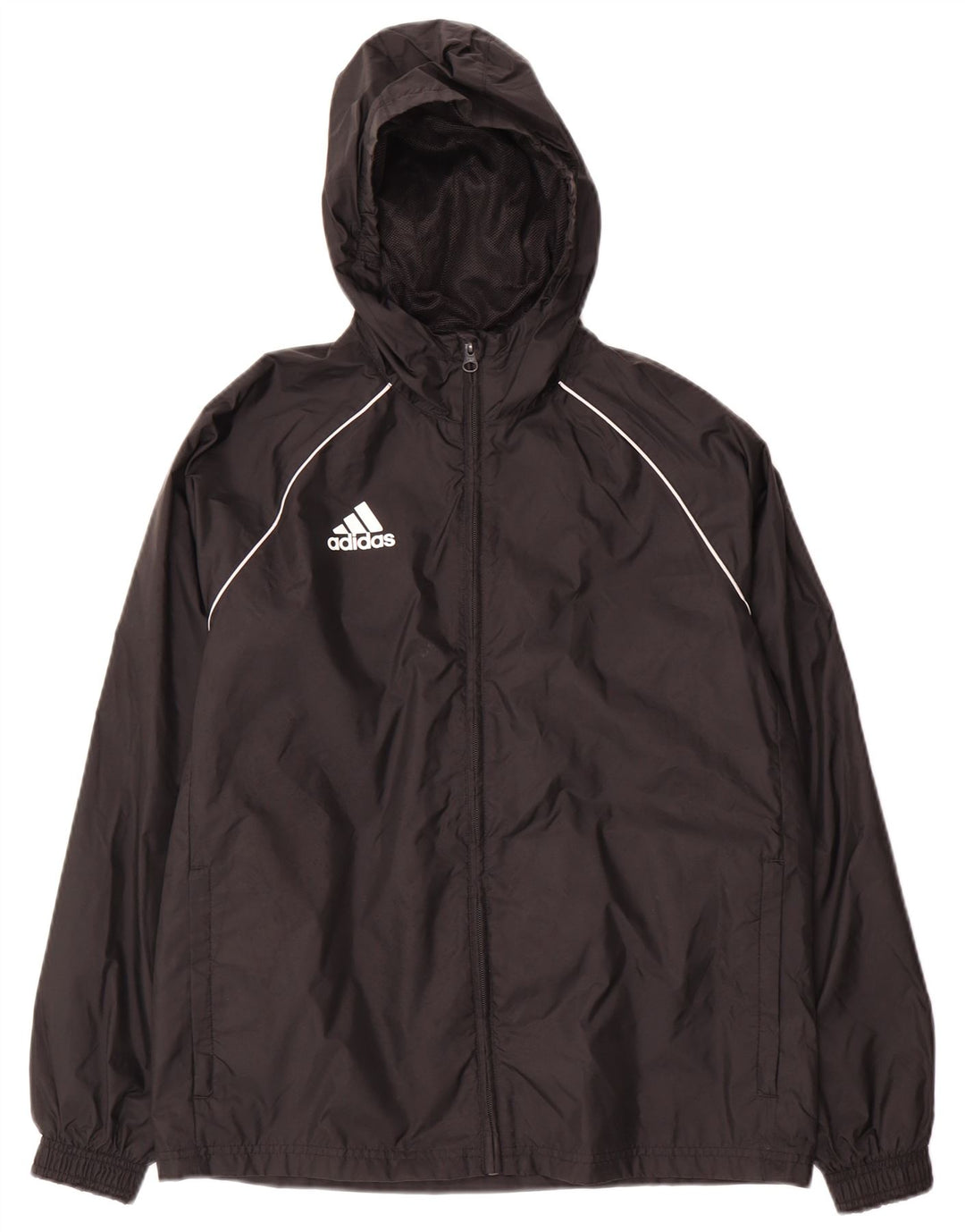 Adidas Спортивный костюм с капюшоном для мальчиков, верхняя куртка 13-14 лет, черный полиэстер