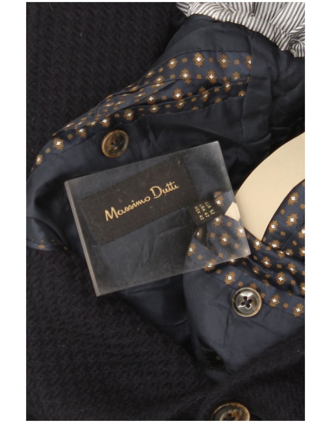 Мужской пиджак на 2 пуговицах MASSIMO DUTTI EU 52, большой темно-синий, шерстяной