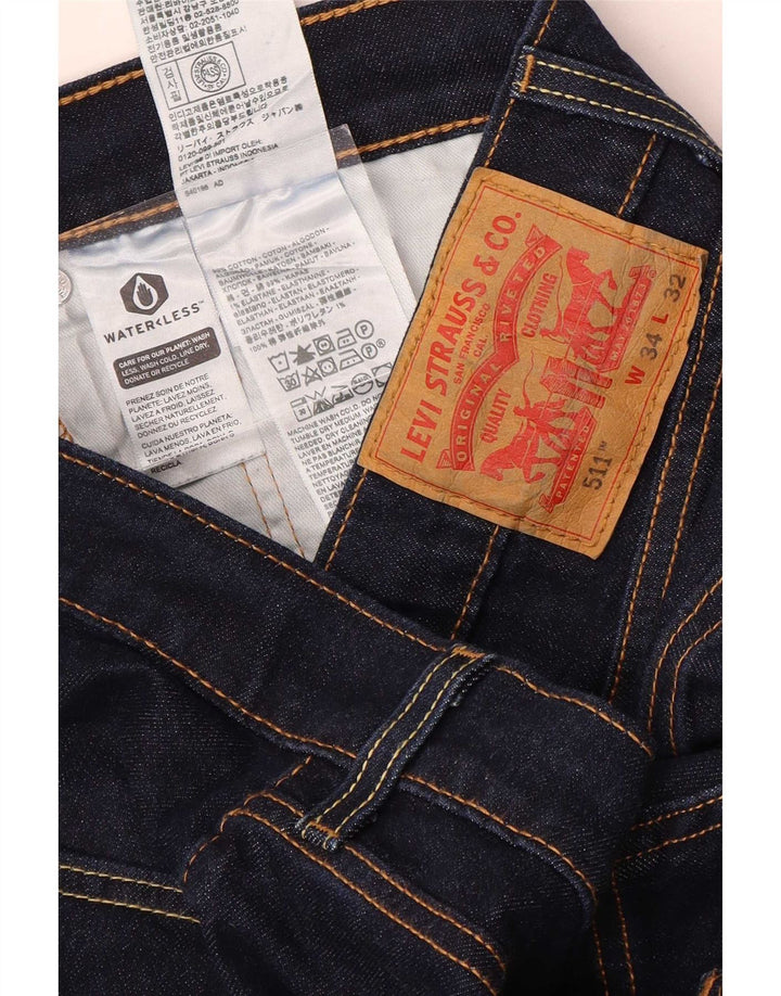 Мужские джинсы Levi's 511 Slim W34 L32 Темно-синие, хлопок