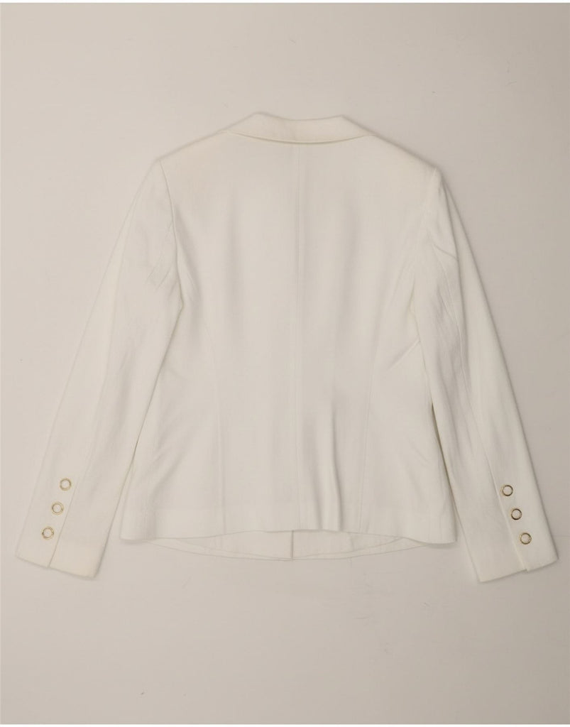 ESCADA Womens 5 Button Blazer Jacket EU 40 Medium White Cotton Vintage Escada and Second-Hand Escada from Messina Hembry 
