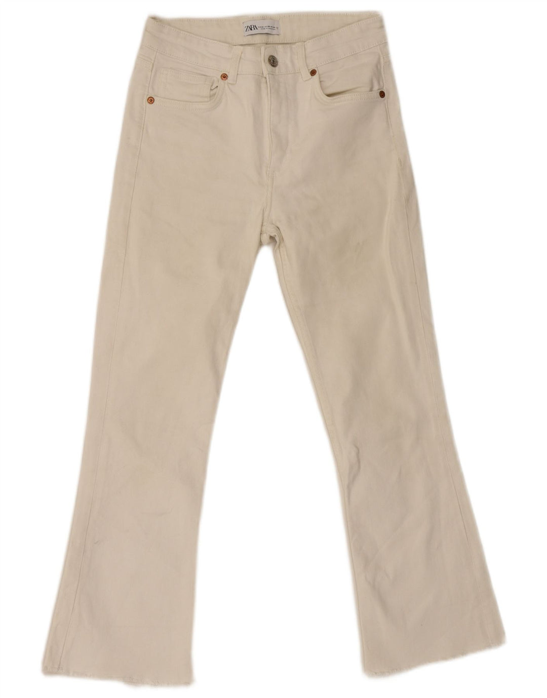 Женские расклешенные джинсы Zara EU 38, маленькие W28 L26, белый хлопок