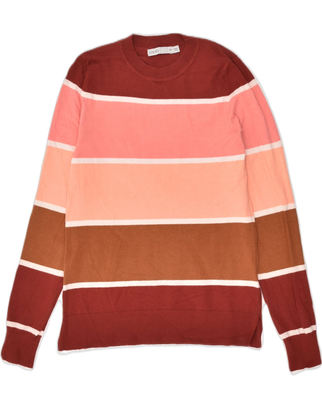 OASIS Womens Crew Neck Jumper Sweater UK 4 XS Multicoloured Striped Cotton | Vintage Oasis | Thrift | Second-Hand Oasis | Used Clothing | Messina Hembry 