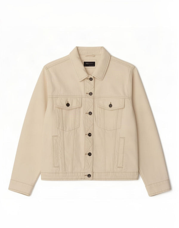 Женская джинсовая куртка Marks & Spencer UK 24 4XL Off White Хлопок
