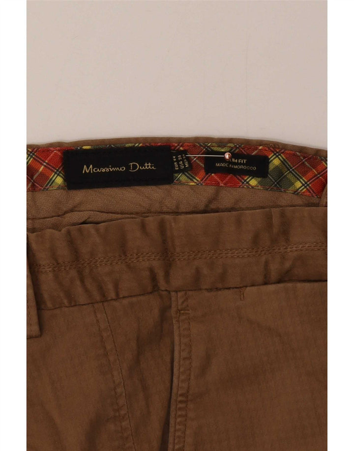 Мужские брюки-чиносы Massimo Dutti EU 44, большие W34 L33, коричневые в клетку
