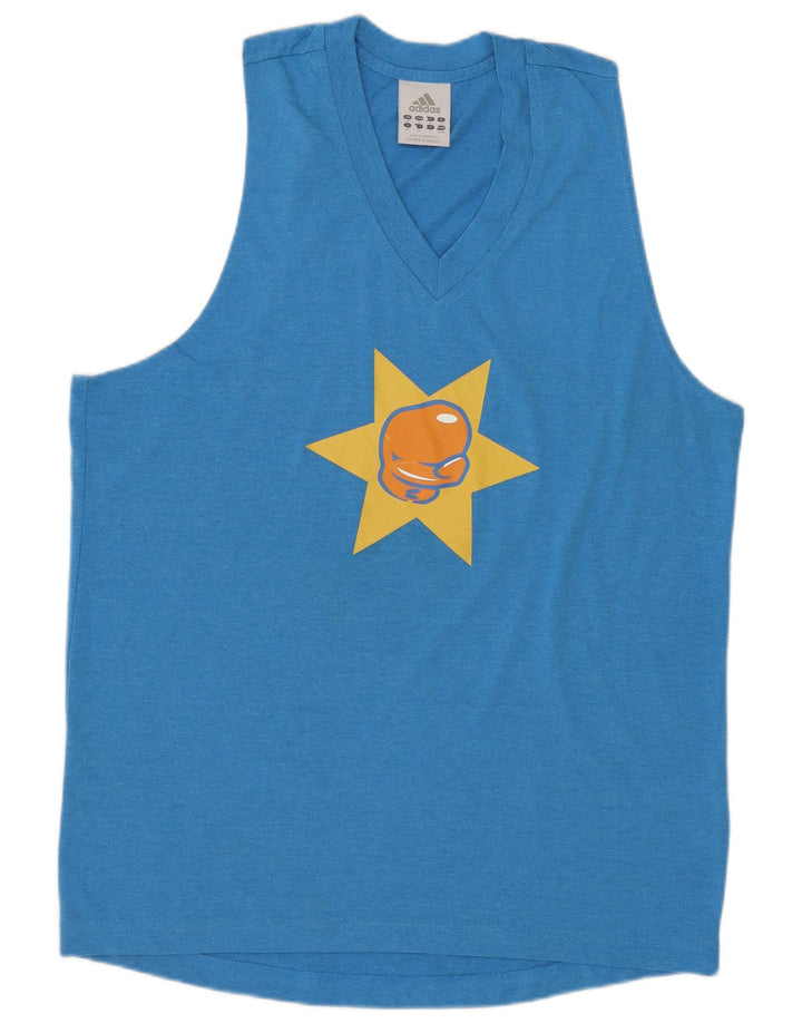 Мужской жилет ADIDAS с рисунком, средний синий полиэстер